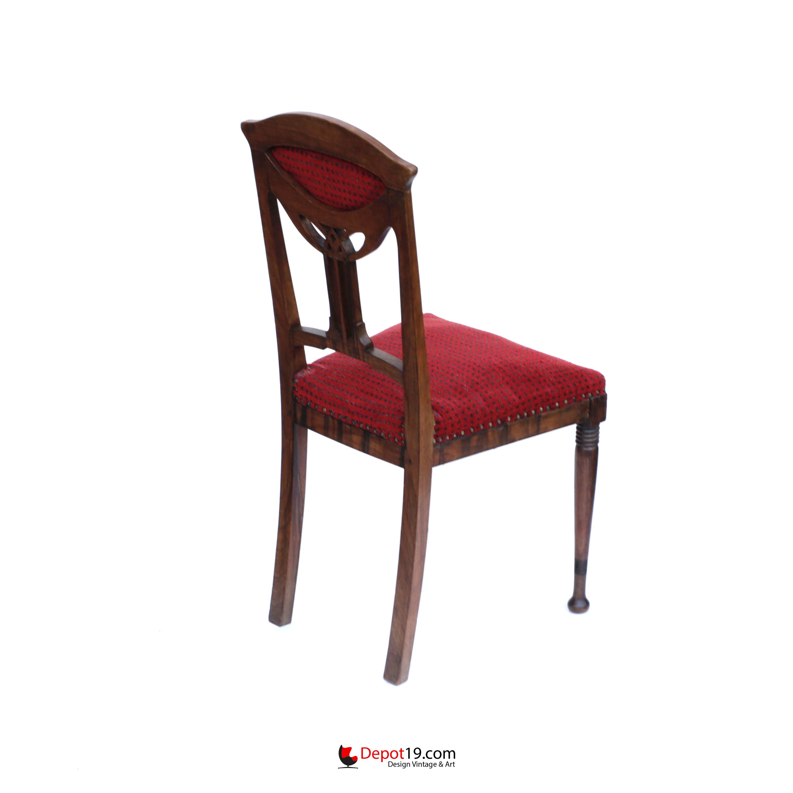 Jugendstil art deco stoel met houtsnijwerk - Afbeelding 4