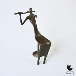 Henry Moore stijl Sculptuur De fluitspeler brons muzikant