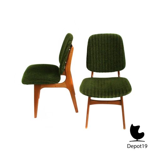 Deense stoel Arne Vodder stijl 1960s groene rib