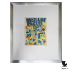 Henk Zweerus Abstracte compositie gouache schilderij 1991 1