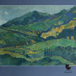 Henk Zweerus Provence Cipressen gouache schilderij 1973 2