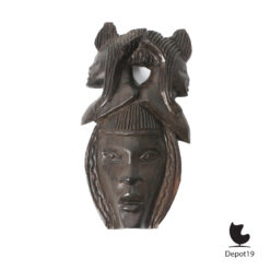 Afrikaans ebbenhouten tribal gezichtsmasker sculptuur 1960s