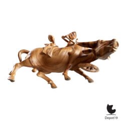 Balinese houten sculptuur waterbuffel berijders 9
