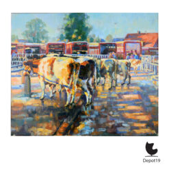 Ben Dales Veemarkt te Zwolle olieverf 1980s 2