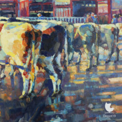 Ben Dales Veemarkt te Zwolle olieverf 1980s detail