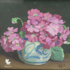 Alberta-Johanna-Meijer-Smetz-Primula-in-Keulse-pot-Gouache-ca-1930-schilderij