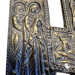 Russisch orthodox bronzen kruis – Oudgelovig – 1820-1860 – Groot huisaltaarkruis met Golgotha-iconografie 4