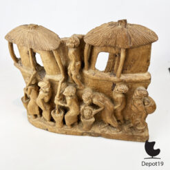 Ghanees Afrikaans Houtsnijwerk Dorpsleven 1960s