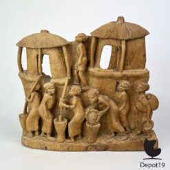 Ghanees Afrikaans Houtsnijwerk Dorpsleven 1960s