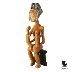 Akan Ghanese houtsculptuur tweeling moederbeeld ca 1960 schuinvoor