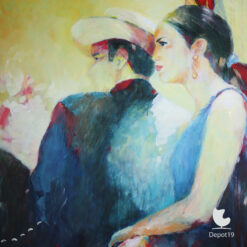 Anita Dommerholt Spaanse ruiter en dame te paard groot doek 120×80 4