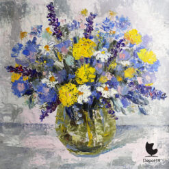 Béla Szilágyi schilderij bloemstilleven – olieverf paletmes op board Roemenië 1970s 2