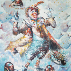 Brenda Polsky Morgan Childs schilderij Clown met paraplu olieverf 1970s 3