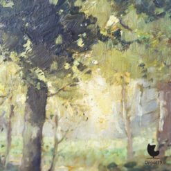 Chris de Bruijn boslandschap olieverf schilderij ca 1955 impressionisme