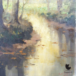 Chris de Bruijn boslandschap olieverf schilderij ca 1955 detail