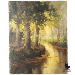 Chris de Bruijn boslandschap olieverf schilderij ca 1955 2