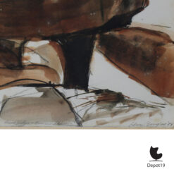 Edwin Douglas aquarel Hunebedden Emmen 1984 5 c signature