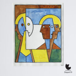 Henk Zweerus Abstract gouache "Meerdere gezichten" 1989 2