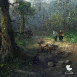 Hermanus Johannes Veger Bospad met twee wandelaars bospad