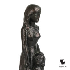 Leonardo Art Moeder kind gesigneerd bronsafwerking gips 1967 detail