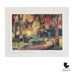 Piet Zwiers Het Bospad olieverf schilderij landschap 1950s 1
