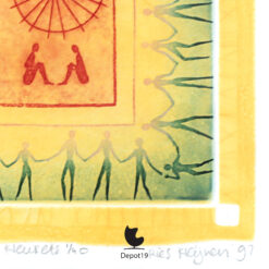 Ries Kleijnen kleurenets Peace is Now 1991 signature