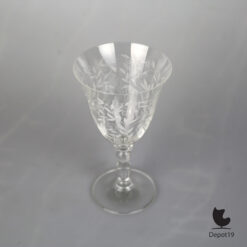 Rogaska Venetiaans gegraveerd kristalglas met bladmotief ca 1980s 3