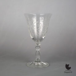 Rogaska Venetiaans gegraveerd kristalglas met bladmotief ca 1980s 6