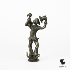 Sculptuur brons Corry Ammerlaan Artihove Clown met meisje 1990s 1
