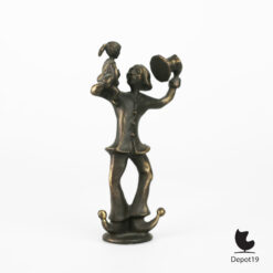 Sculptuur brons Corry Ammerlaan Artihove Clown met meisje 1990s 2