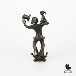 Sculptuur brons Corry Ammerlaan Artihove Clown met meisje 1990s achter