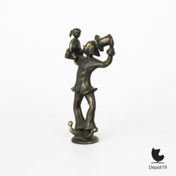 Sculptuur brons Corry Ammerlaan Artihove Clown met meisje 1990s voor