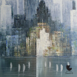 W Bonsall Skyline New York olieverf op doek detail 2