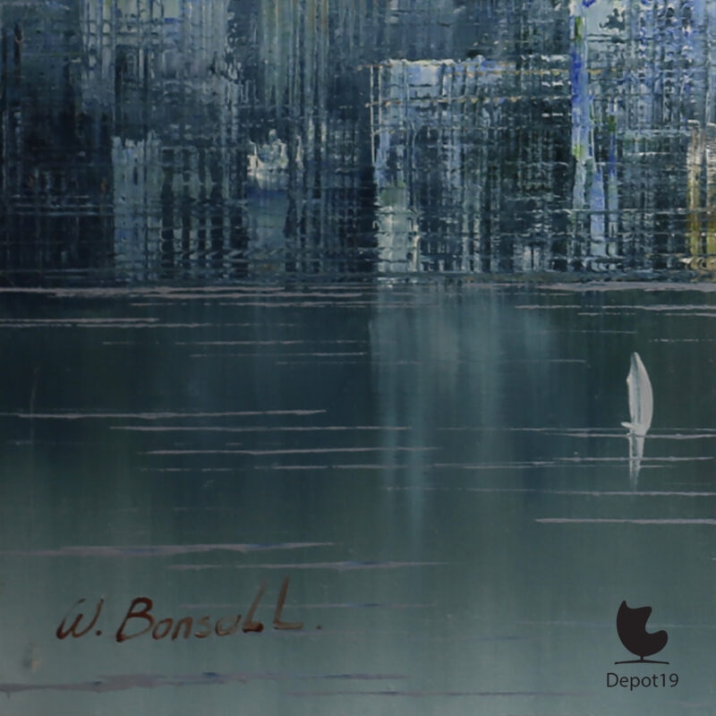 W Bonsall Skyline New York olieverf op doek detail signature