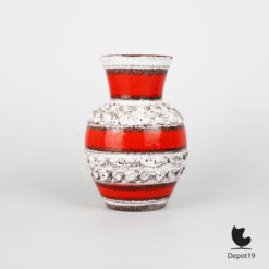 West Germany vaas Fat Lava rood oranje keramiek roodbruine klei 3