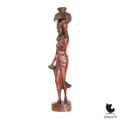 Balinees houtsnijwerk Fatimah style vrouw met mand ca 1950 4