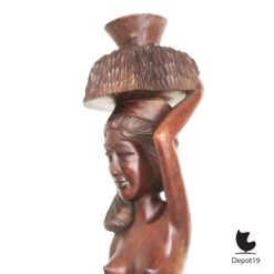 Balinees houtsnijwerk Fatimah style vrouw met mand ca 1950 5