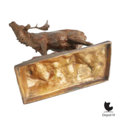 Bronzen hert Art Deco wildsculptuur roodbruin patina ca1900 1
