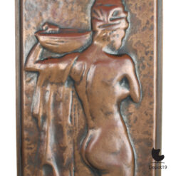 Charpentier Art Nouveau koperreliëf vrouw 1900 Frans gehamerd wandpaneel 2