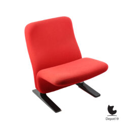 Pierre Paulin Artifort F780 fauteuil rood met zwarte voet 1960 1