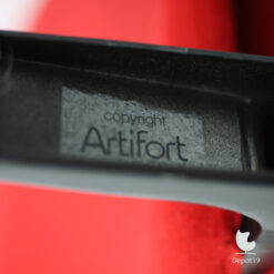Pierre Paulin Artifort F780 fauteuil rood met zwarte voet 1960 merkteken