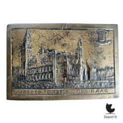 Plaquette Vredespaleis Den Haag Messing 1950s 1