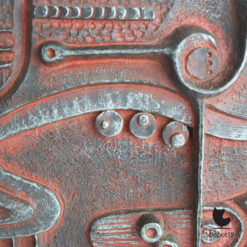 Groot Brutalistisch giethars wandreliëf handgemaakt atelierwerk 1970s 3