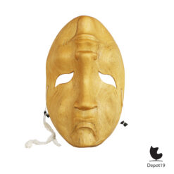 Houten huil lach masker handgesneden expressief kunstobject 1
