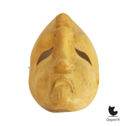 Houten huil lach masker handgesneden expressief kunstobject 6