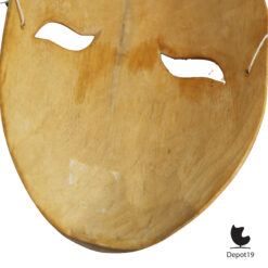 Houten huil lach masker handgesneden expressief kunstobject 8