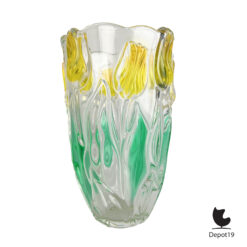 Walther Glas Nadine vaas Aurora groen amber 1970s 1