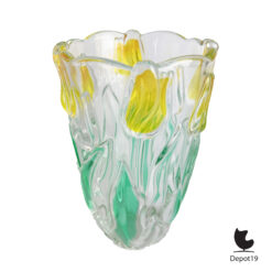 Walther Glas Nadine vaas Aurora groen amber 1970s 2