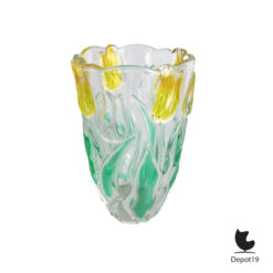 Walther Glas Nadine vaas Aurora groen amber 1970s 4