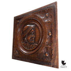 Gothic Revival eiken paneel handgesneden portret ca 1890 4